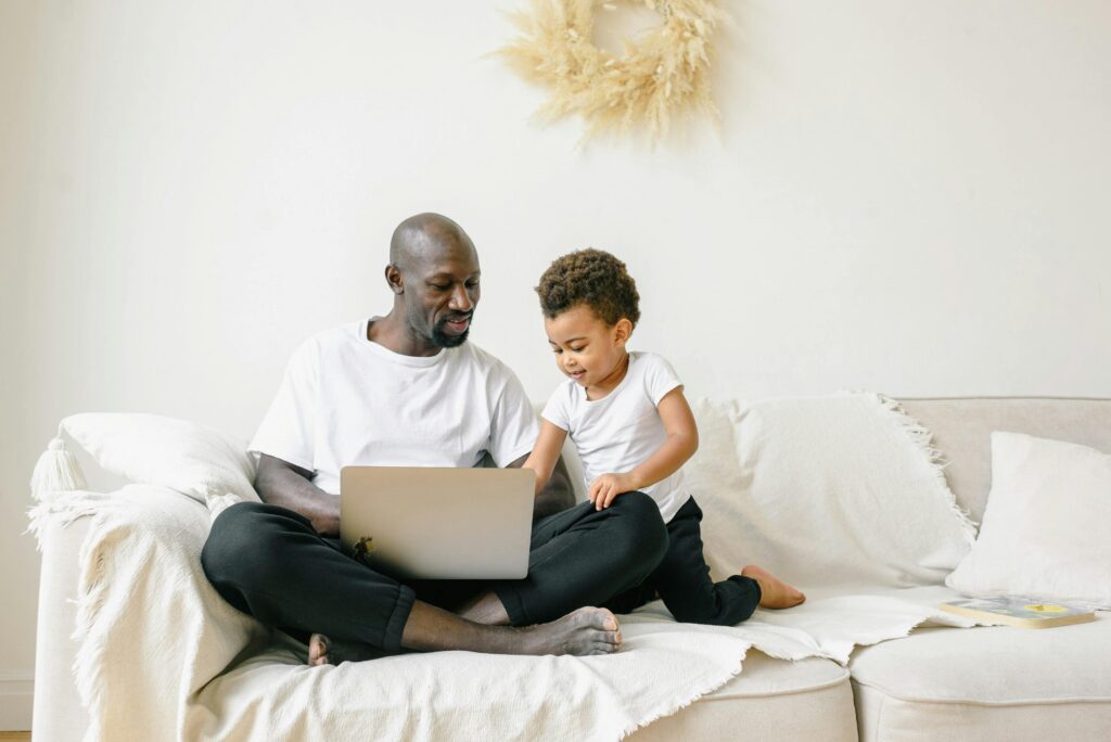 A father teaching his son